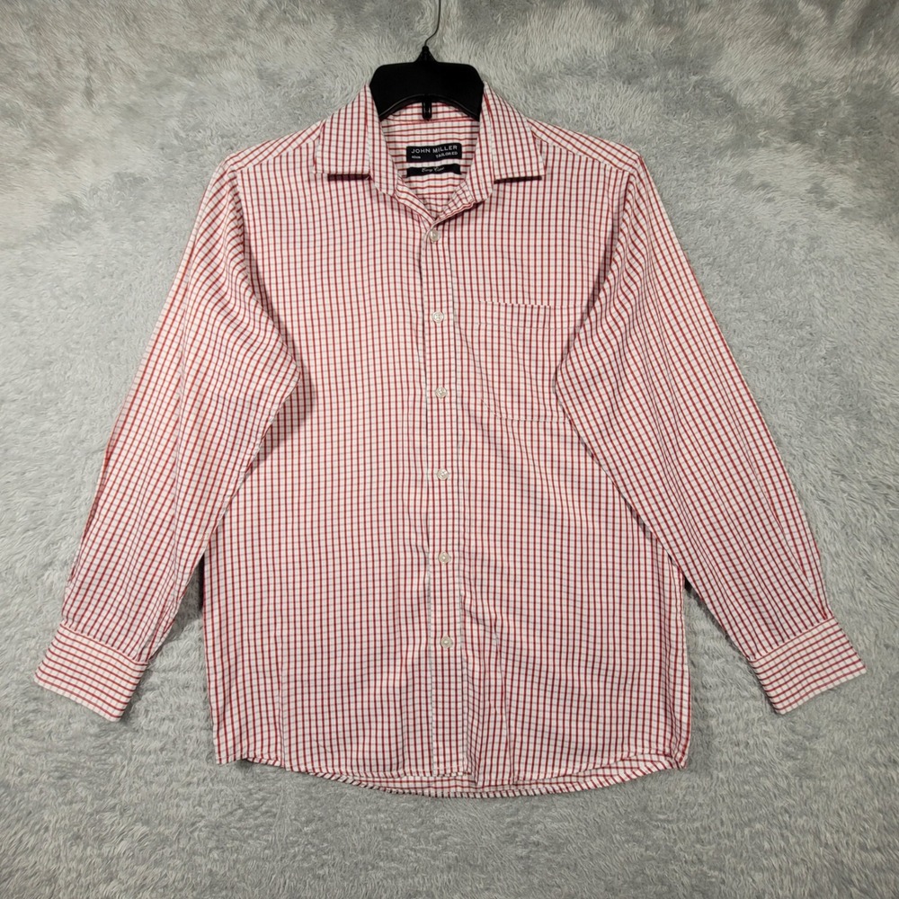 John Miller‎ Button Down Shirt Mens 40cm Large Red White Gingham